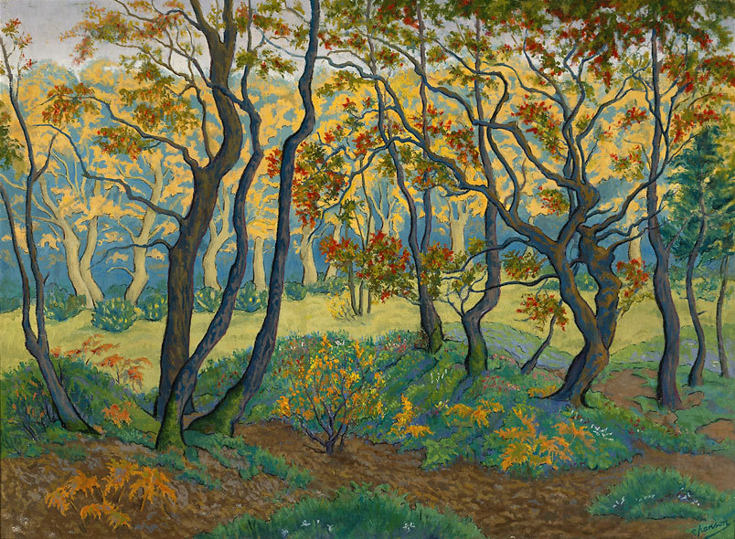artenpedia's tweet photo. Paul Ranson (French, 1861 - 1909), The clearing or The edge of the wood, circa 1895, oil on canvas, 60 x 80 cm, private collection. https://t.co/eQpo3OxB49