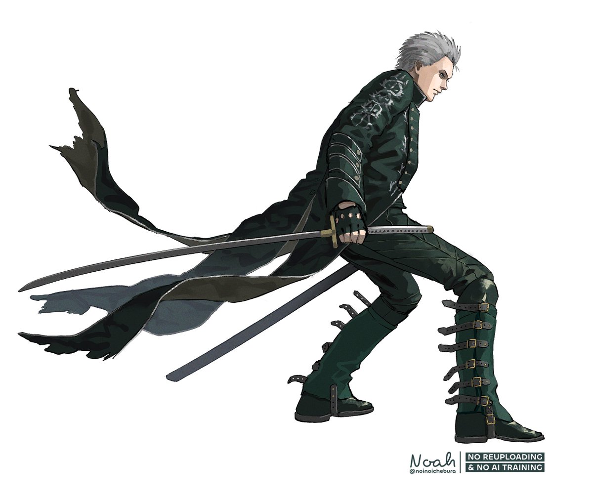 #今月描いた絵を晒そう
バージルさんのコート無駄に長く描きたくなっちゃう