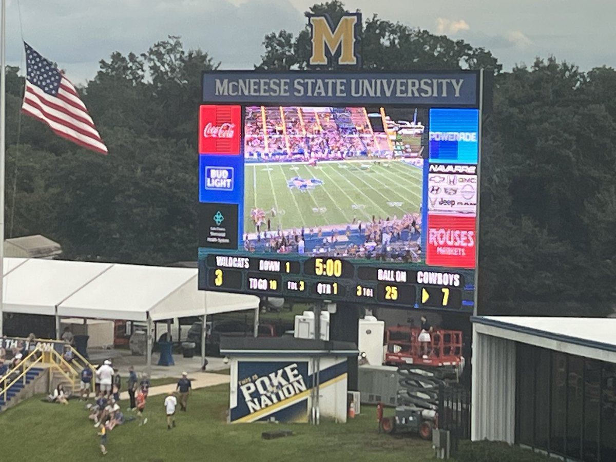 The <a href="/McNeeseFB/">McNeese Football</a> has scored their first touchdown of the season thanks to a tremendous catch by Bryce Strong from quarterback Jake Strong.