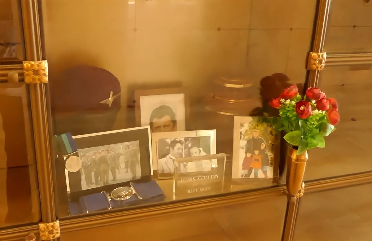 Lewis Collins urn holding his ashes in a memorial display cabinet at the North Pacifica Mausoleum section of Green Hills Memorial Park in Rancho Palos Verdes, California, United States. When the acting work dried up Lewis moved to America and sold computers for a living.