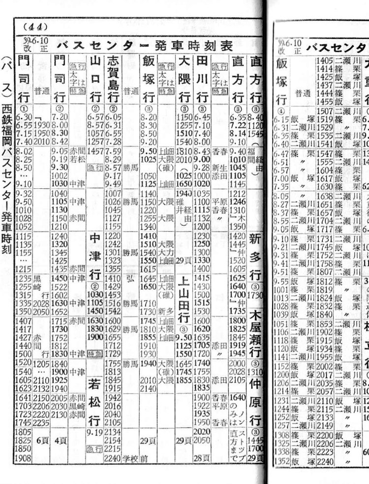 西鉄 時刻表 福岡編 S62.6.20現在 西鉄 時刻表 福岡編 S62.6.20現在