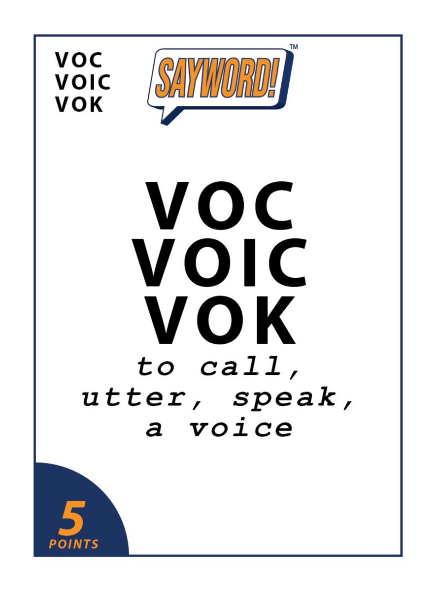 1) Comment with a word containing “VOC/VOIC/VOK” meaning “CALL/UTTER/SPEAK”. No Repeats!!

2) Tag the next player. No tag-backs!

3) For a chance to win a free copy of SAYWORD! , like, follow, and repost! (Previous winners also eligible) #giveaway #clearthelist #gamenight