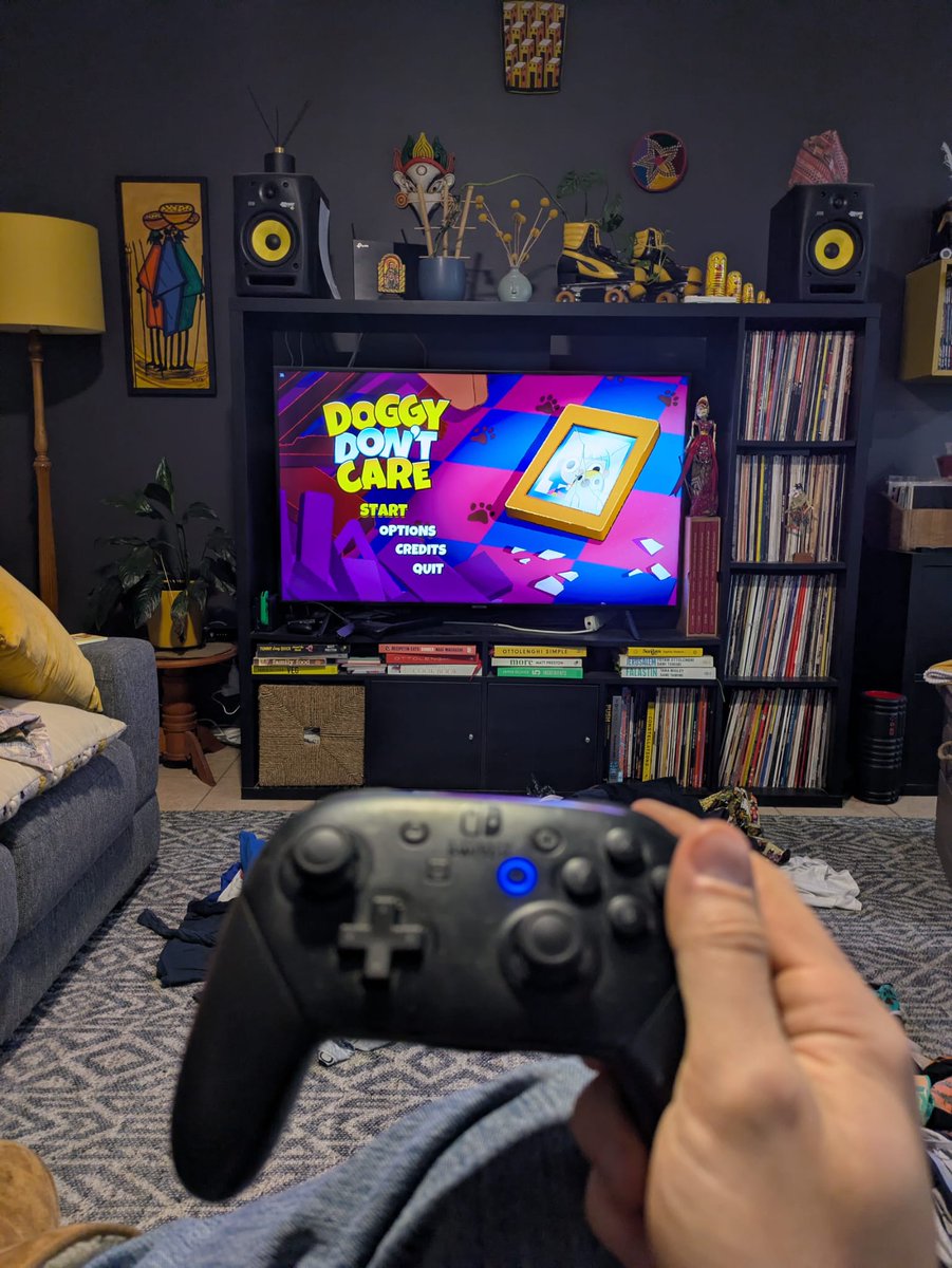 My bro-in-law is playtesting #DoggyDontCare in its first somewhat end-to-end state. There is still a lot more to do but this is an important and exciting milestone 🙌🏼