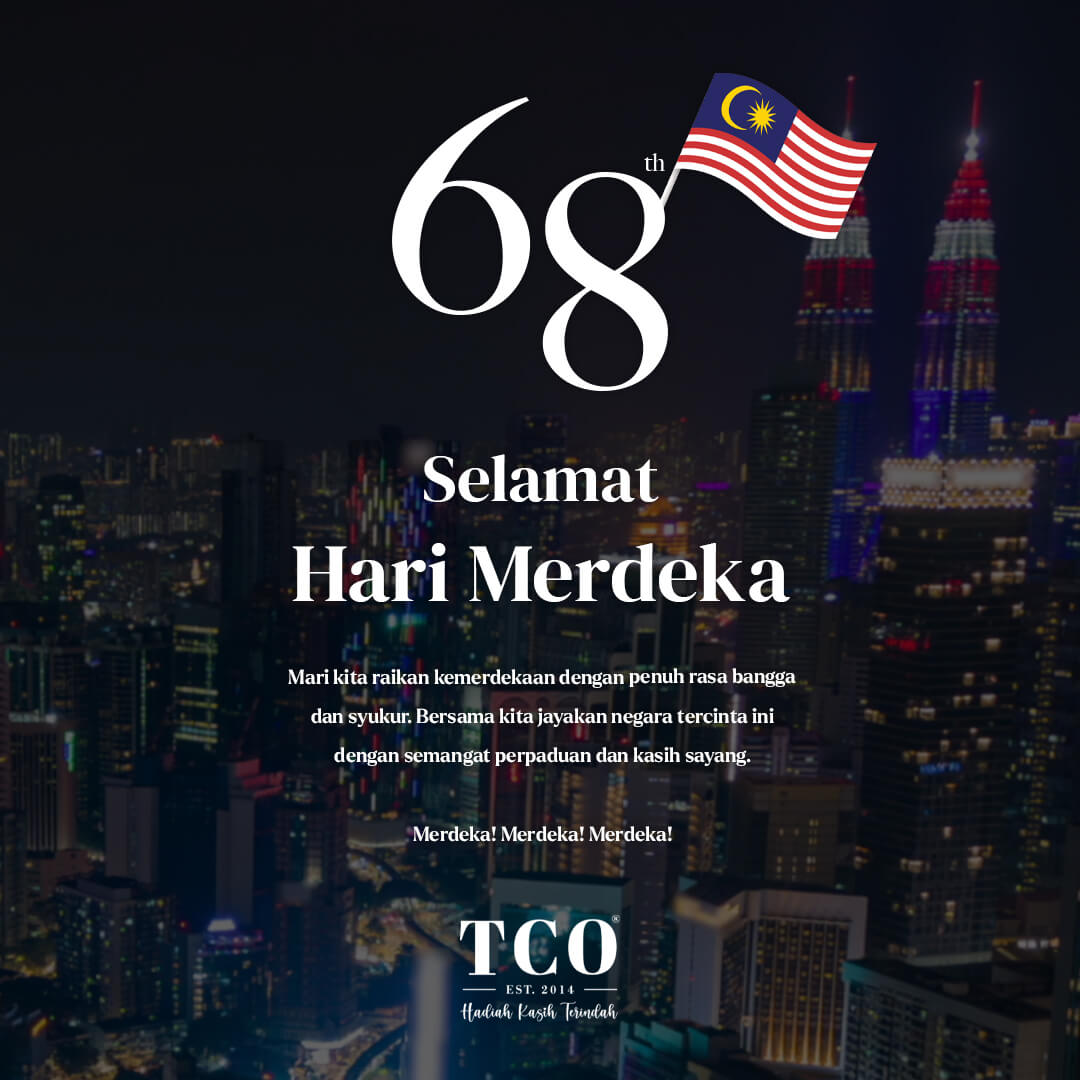 TelekungTCO's tweet photo. Selamat Menyambut Hari Merdeka yang ke-68 dari kami team TCO 🇲🇾

Semoga Malaysia terus aman, makmur, diberkati dan sentiasa dalam lindungan Allah SWT 🤲

Butik kami buka seperti biasa tau, dari jam 11am sampai 6.30pm. Jemput singgah ya :) https://t.co/Pv5np31my1