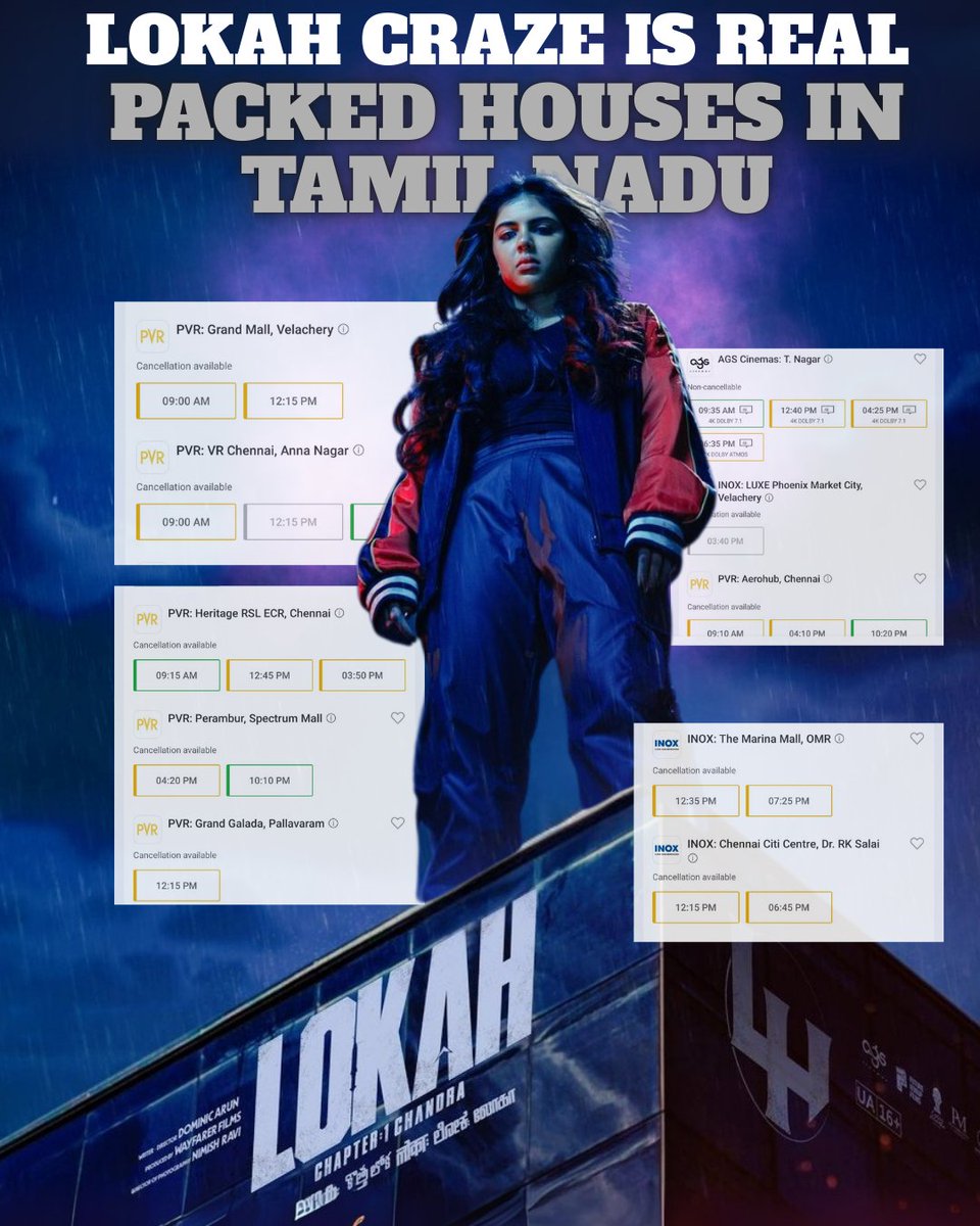 George πΏπ₯ (@georgeviews) on Twitter photo Tamil audience showing solid love for #Lokah β€οΈπ₯
The booking rush is real! STRONG SUNDAY ahead for the movie. π <a href="/agscinemas/">AGS Cinemas</a> #LokahChapter1 Tamil audience showing solid love for #Lokah β€οΈπ₯
The booking rush is real! STRONG SUNDAY ahead for the movie. π <a href="/agscinemas/">AGS Cinemas</a> #LokahChapter1