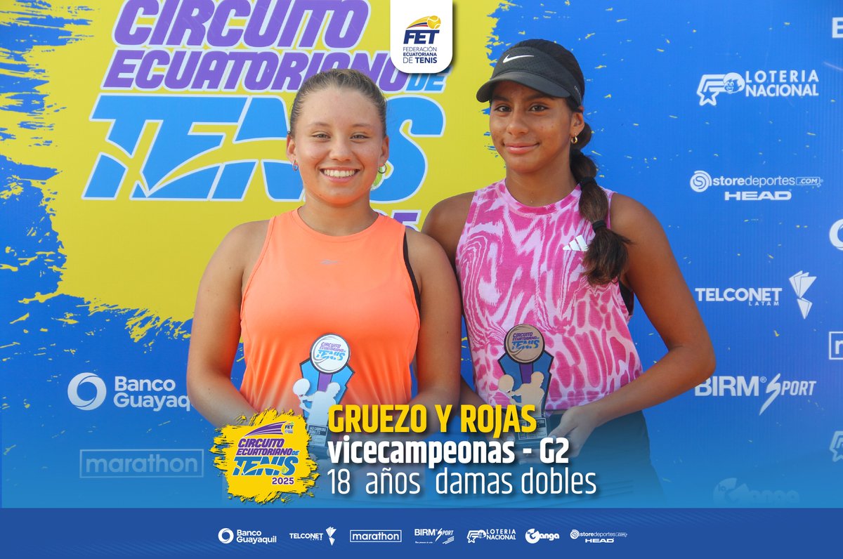FET (@fetenis) on Twitter photo III TORNEO NACIONAL G2 GUAYAQUIL 2025
ð
ðð-ðð.ðð ðĻðŽððĻ ððð§ððąðĻ ðððĨ ððŪððēððŠðŪðĒðĨ ððð§ðĒðŽ ððĨðŪð
ðFinal 18 aÃąos dobles damas
ðĨAilen ROJAS (ORO)/ Emilia ZAVALA (GUA) derrotaron a ðĨDomÃĐnica GRUEZO (PIC)/ Naomi ROJAS (ORO) 6-1, 6-1 III TORNEO NACIONAL G2 GUAYAQUIL 2025
ð
ðð-ðð.ðð ðĻðŽððĻ ððð§ððąðĻ ðððĨ ððŪððēððŠðŪðĒðĨ ððð§ðĒðŽ ððĨðŪð
ðFinal 18 aÃąos dobles damas
ðĨAilen ROJAS (ORO)/ Emilia ZAVALA (GUA) derrotaron a ðĨDomÃĐnica GRUEZO (PIC)/ Naomi ROJAS (ORO) 6-1, 6-1