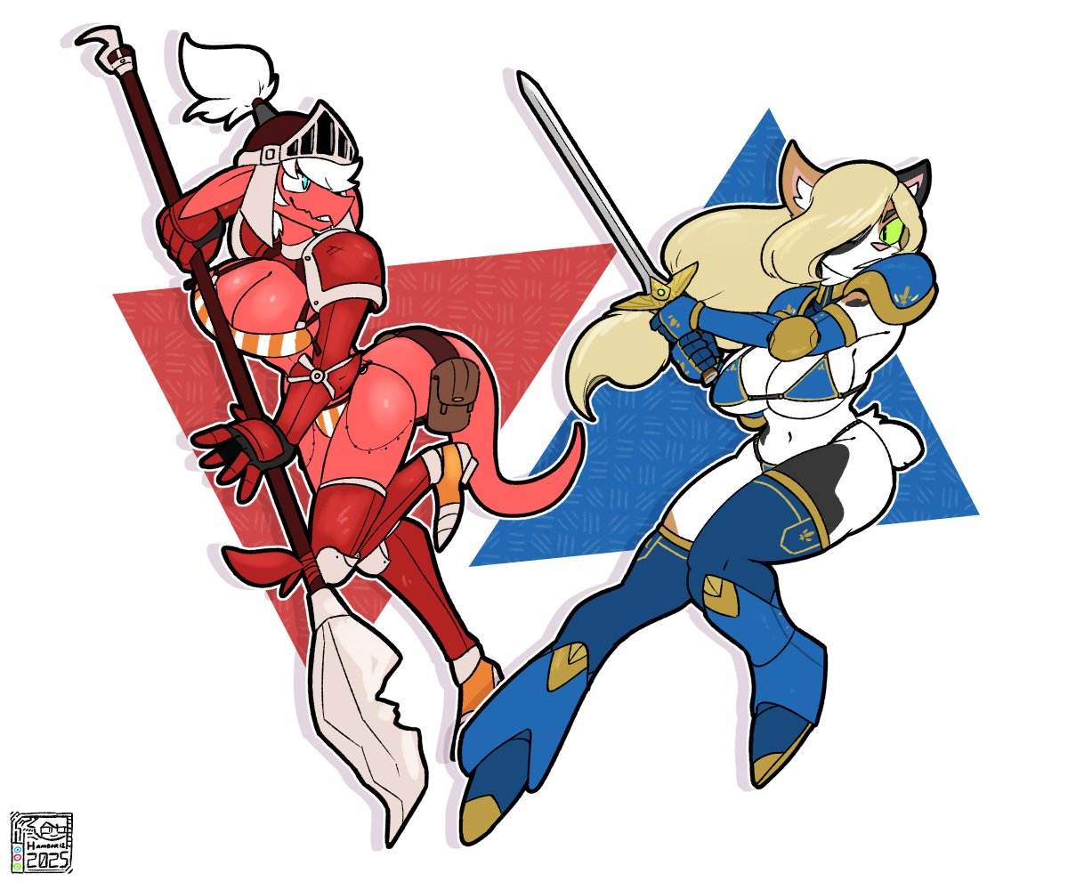 hambor12's tweet photo. Commission for Gardiovoir of his OC Vera and Sirphilliam's Red in sets of custom bikini armor and in fire emblem heroes style battle portraits https://t.co/OQBa2dtLUq