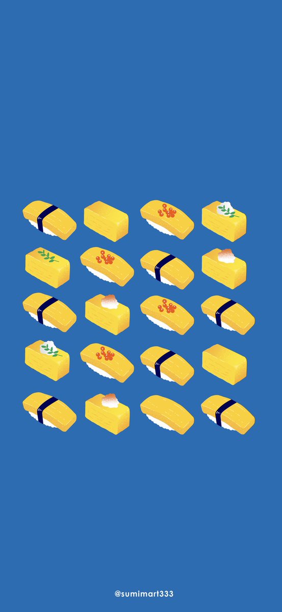 sumimart333's tweet image. 9月のスマホ用のカレンダーと壁紙を作りました。たまごの寿司です🍣
個人利用の範囲でお使いください🙏
BOOTHとSUZURIからは色違いがダウンロードできます👌
▼BOOTH
sumimart.booth.pm
▼SUZURI
suzuri.jp/sumimart333

#カレンダー壁紙　#スマホ壁紙
