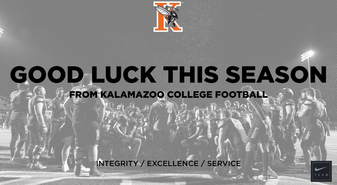 Thank you to <a href="/CoachPuckKzoo/">Andrew Puckett</a> &amp; <a href="/KzooFootball/">Kalamazoo College Football</a> for wishing me luck this season!!
Go Hornets
<a href="/CoachZorboKZOO/">Coach Zorbo</a> <a href="/coachskip54/">Coach Martinez</a> <a href="/CoachJimTurner/">Jim Turner</a> <a href="/CoachHigh40/">AJ High</a> <a href="/BlueDevilFtball/">BlueDevilFootball</a>