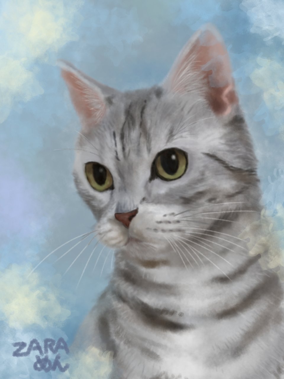 イラスト原画　満足げな猫顔が魅力　 「まったり」 イラスト原画 満足げな猫顔が魅力 「まったり」