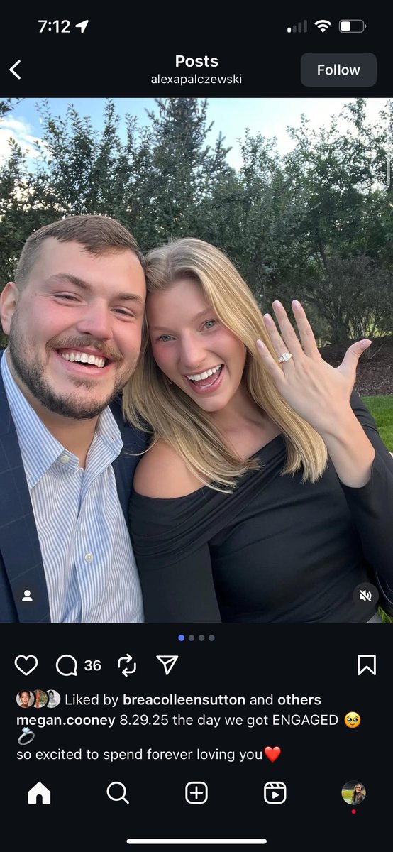 Broncos Alex Palczewski spent his final weekend before the start of the season putting a ring on it 💍

(IG megan.cooney)