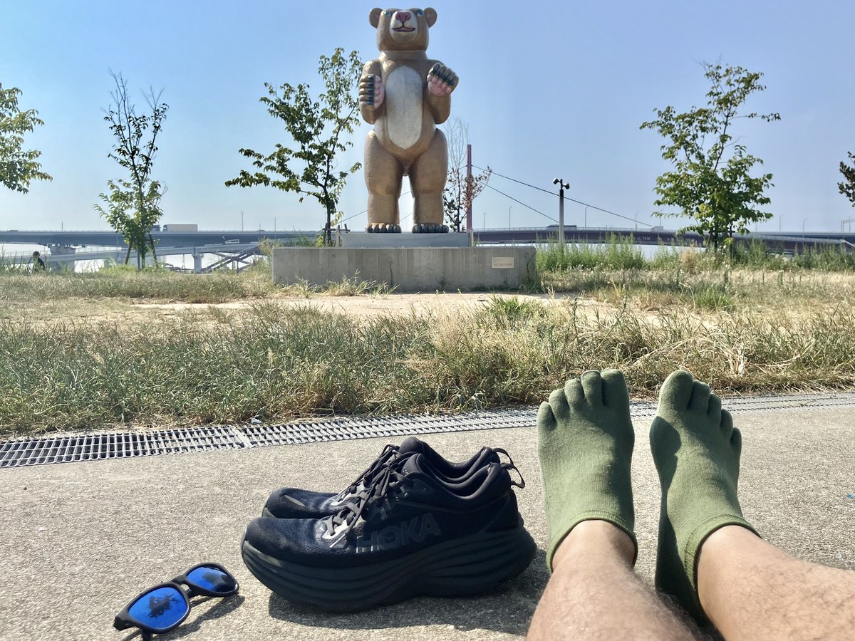 tripstar0522's tweet photo. #朝ラン しました。

HAT神戸へクマ🐻確認ラン。
気温・湿度ともに高く、毎度おなじみ汗だく💦
累積走行距離は160.5kmでした。

今日は北海道マラソン。出走の方、がんばれ👍

コース
三宮→阪急春日野道→筒井住宅→HATなぎさ公園🐻→日赤病院→HATゆめ公園→三宮

 #HOKA  #BONDI8 
 #INNERFACT https://t.co/G8iWcJWMc8