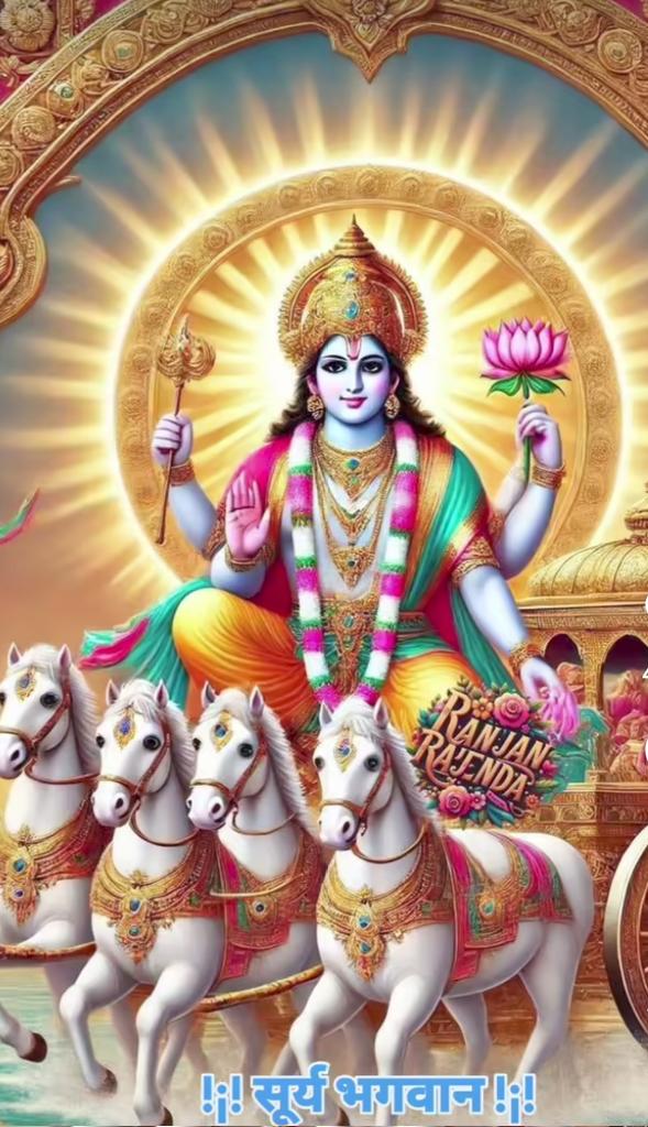 ।।ॐ सूर्य देवाय नमः।।
ब्रह्मांड के रौशनी फैलानेवाले समस्त जीवो में ऊर्जा का संचार करने वाले देवता सूर्य देव जो नियत है जिनका आना और जाना समय का सूचक है।