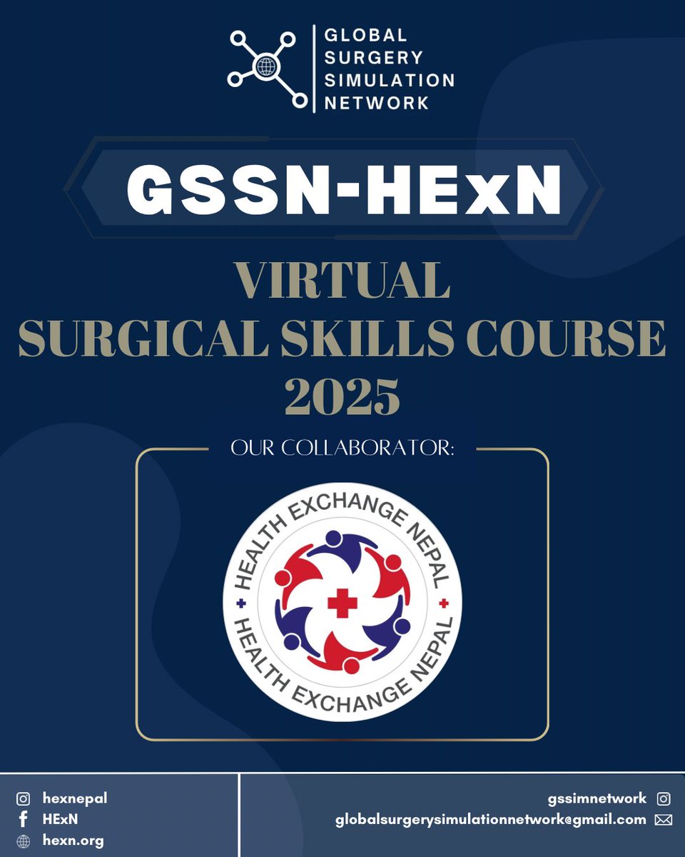 GSSimNetwork's tweet photo. The Virtual Surgical Skills Course is the first step toward reimagining how surgical education can be shared globally.

We are honored to collaborate with HExN on this initiative. Their vision to health equity inspire us, and together, we hope to open doors for future programs. https://t.co/3neJBg02TZ
