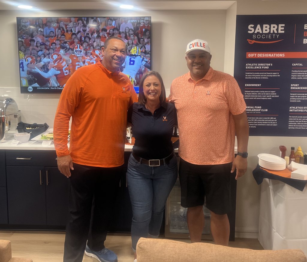 Part of the <a href="/cavfutures/">CavFutures Marketing Inc</a> team—<a href="/davisled84/">Lo Davis</a>, Mark Cooke, and I—made the rounds at the UVA game today, spreading the word about bringing NIL dollars to UVA student-athletes.