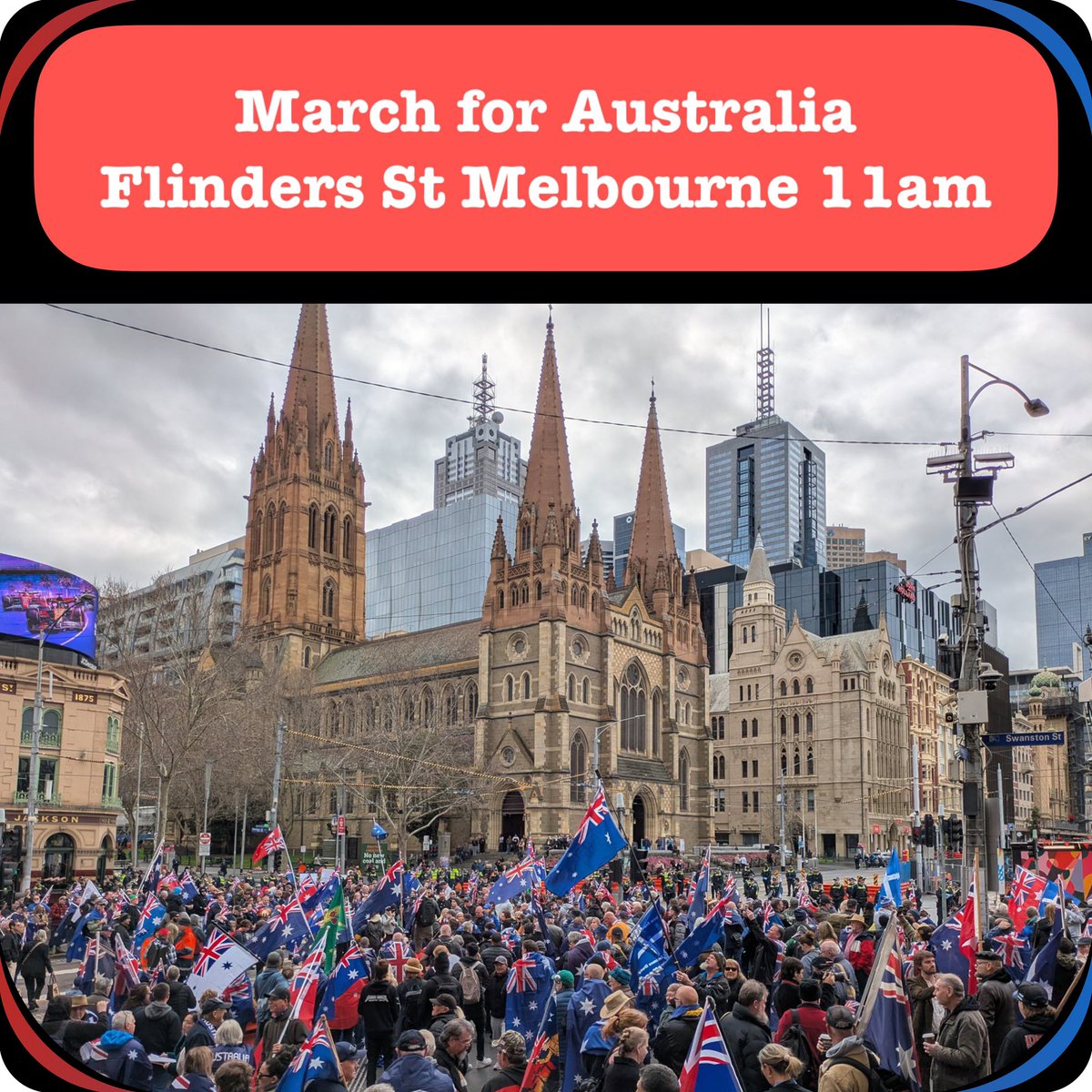 TruthB71's tweet photo. #BreakingNews Massive turn up! March for Australia, 11am at Flinders street station!! https://t.co/0iSWT4OiQt