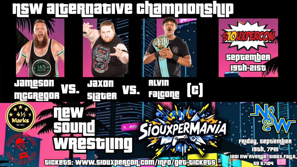 Here are the matches that have been announced for  Siouxpermaina so far

 And dare i say we are just getting started

<a href="/SiouxperCon/">SiouxperCon</a>