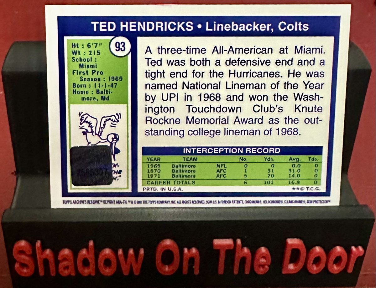 SODCards's tweet photo. 2001 Topps Archives Reserve Rookie RC Reprint Autographs #ARATH Ted Hendricks #Colts #Packers #Raiders #HOF @Shadowonthedoor 

$31.99 BIN or Best Offer 
https://t.co/zIdPPZBqjc https://t.co/k1yFvgkReM