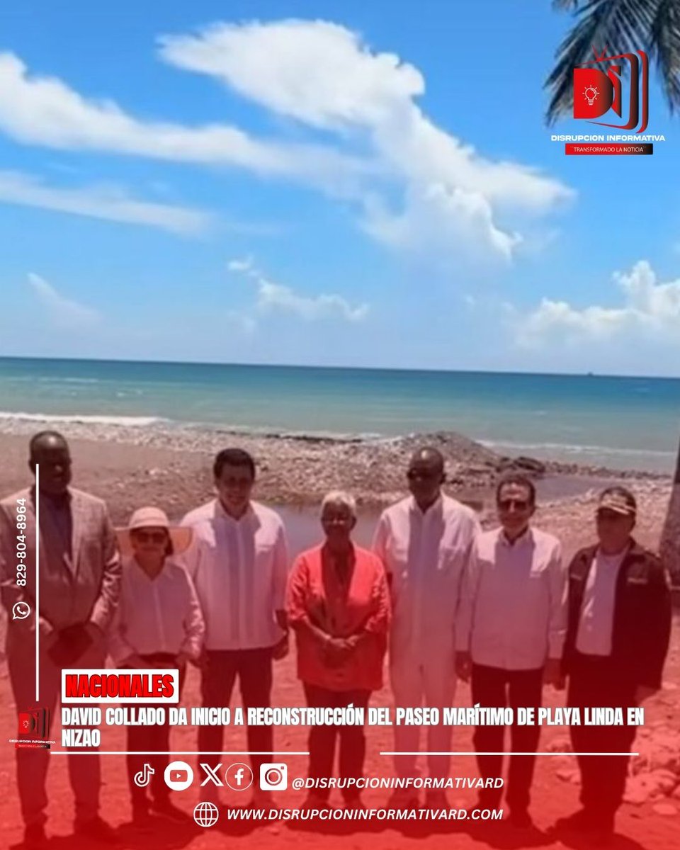 Ministro de Turismo, David Collado, entregó este sábado los trabajos para la reconstrucción de infraestructuras recreativas en el frente marítimo de playa Linda, en el municipio de Nizao,  Peravia, de  los 37 millones de pesos.¡Conoce más aquí!
👇
disrupcioninformativard.com