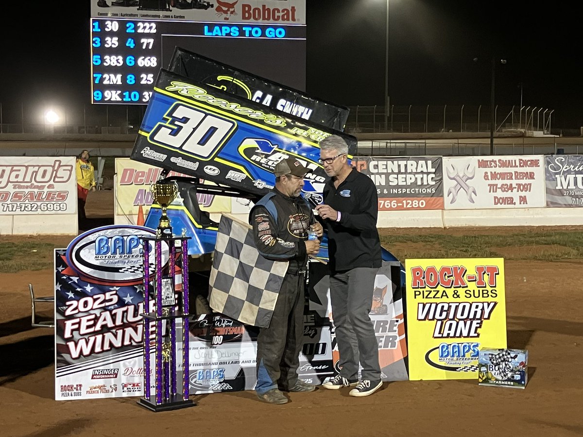 Ironman Scott Dellinger in <a href="/bapsrace/">BAPS Motor Speedway</a> victory lane for his 7th <a href="/SUPERSPORTSMANS/">SUPER SPORTSMAN</a> 100 victory.