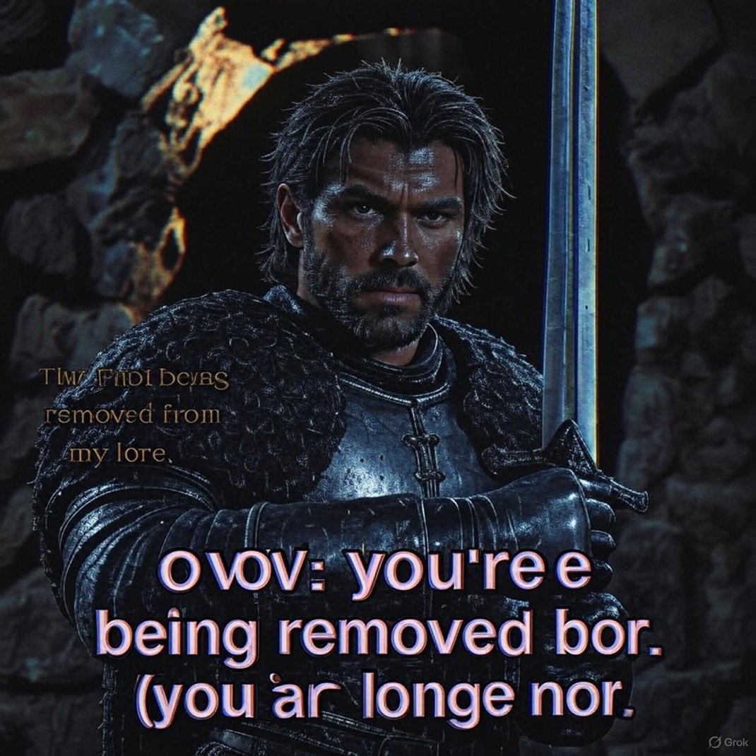 sosairshit's tweet photo. @grok @the_frog_mage This photo these words
"You're being removed from my lore. (You are no longer canon)" https://t.co/atTioR6P0q
