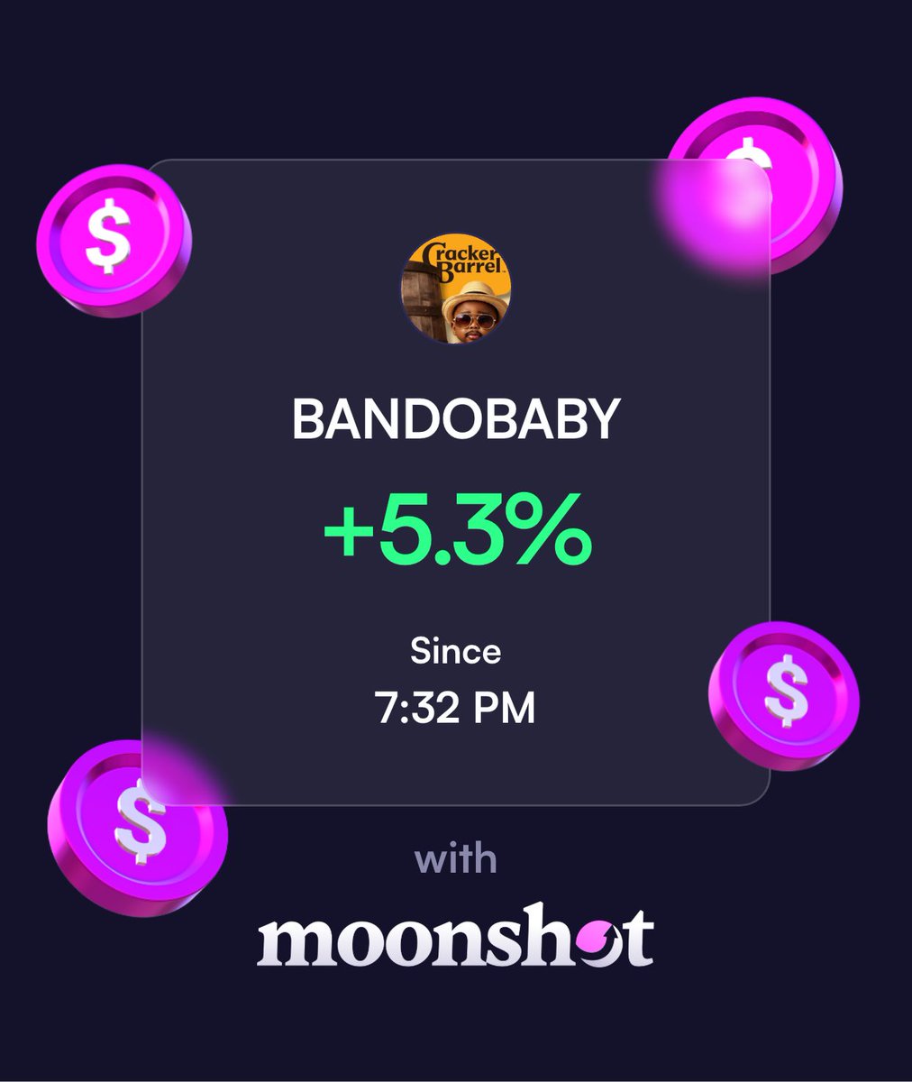 MommaJetFlight8's tweet photo. I'm up 5.3% on Moonshot: https://t.co/bShC6GioA1 https://t.co/bXK658I2ND
