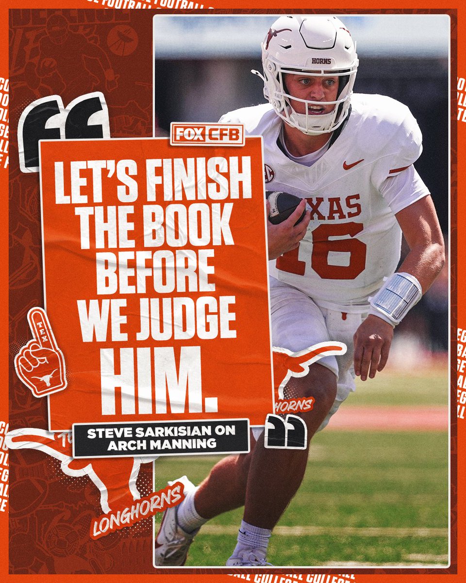 Texas HC, Steve Sarkisian, was quick to remind critics Arch Manning has a whole season ahead of him 🤘