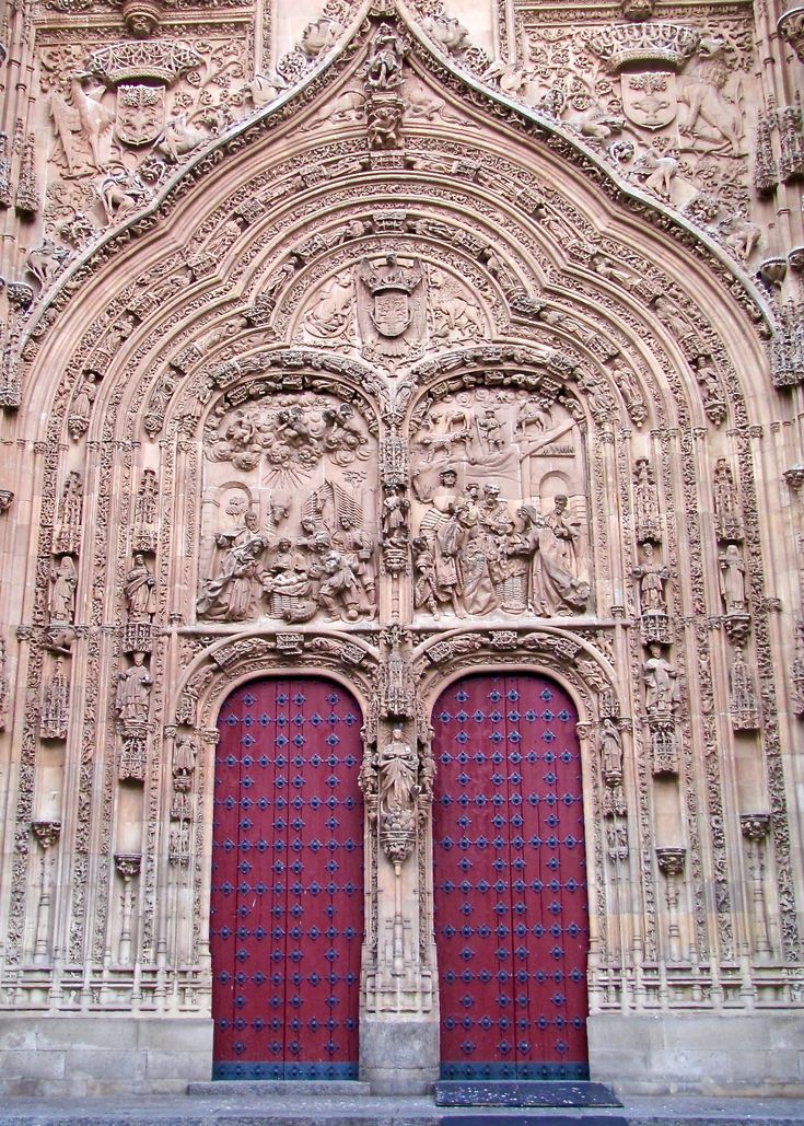 Epiphany scene in flamboyant gotic syle of the cathedral of salamanca in the historic center of the city, Spain 🇪🇸.