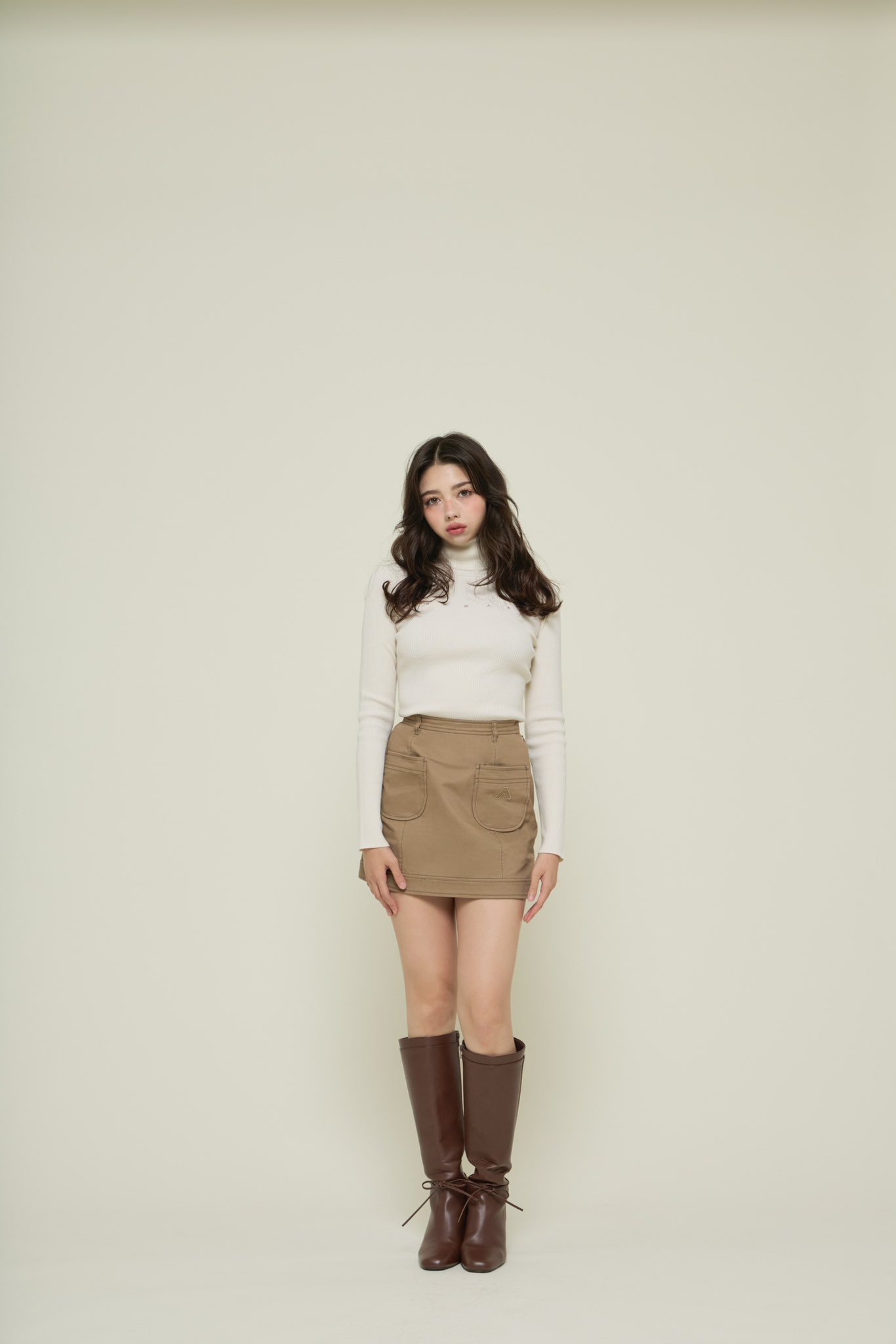 スカート andmary Jane logo mini skirt Beige S Jane logo mini skirt