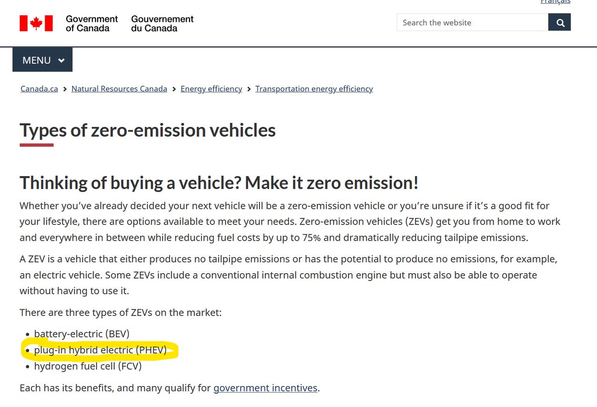 Just to reiterate.  Plug-in hybrids are Zero Emission Vehicles according to the standard. Gas engines, helpful in extreme cold, are not going anywhere. natural-resources.canada.ca/energy-efficie…