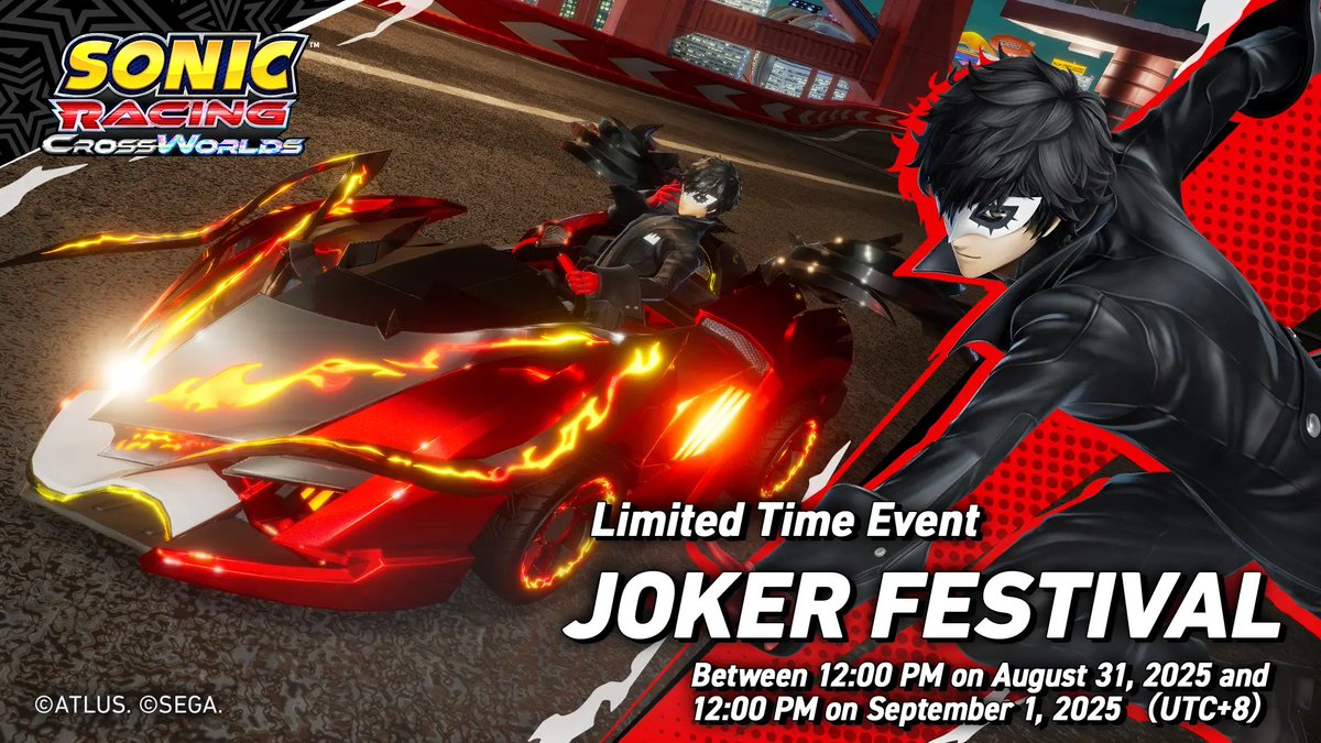 #CONTRINEWS
Recordatorio que en 31 MINUTOS 
inicia el evento de Joker en #SonicRacingCrossworlds