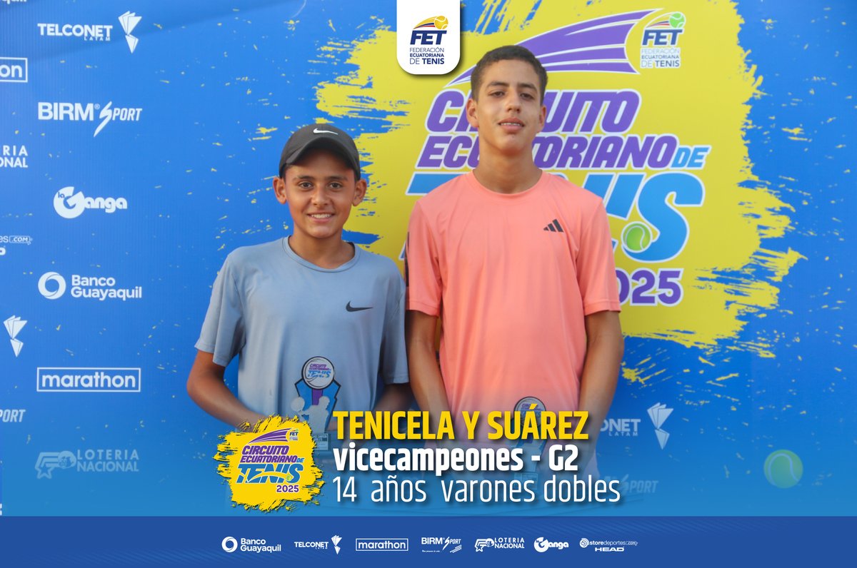 FET (@fetenis) on Twitter photo III TORNEO NACIONAL G2 GUAYAQUIL 2025
ð
ðð-ðð.ðð ðĻðŽððĻ ððð§ððąðĻ ðððĨ ððŪððēððŠðŪðĒðĨ ððð§ðĒðŽ ððĨðŪð
ðFinal 14 aÃąos dobles varones
ðĨEduardo GUTIÃRREZ (GUA)/ Diego PADILLA (GUA) derrotaron a ðĨMateo SUÃREZ (PIC)/ Claudio TENICELA (ORO) 6-2, 6-4 III TORNEO NACIONAL G2 GUAYAQUIL 2025
ð
ðð-ðð.ðð ðĻðŽððĻ ððð§ððąðĻ ðððĨ ððŪððēððŠðŪðĒðĨ ððð§ðĒðŽ ððĨðŪð
ðFinal 14 aÃąos dobles varones
ðĨEduardo GUTIÃRREZ (GUA)/ Diego PADILLA (GUA) derrotaron a ðĨMateo SUÃREZ (PIC)/ Claudio TENICELA (ORO) 6-2, 6-4