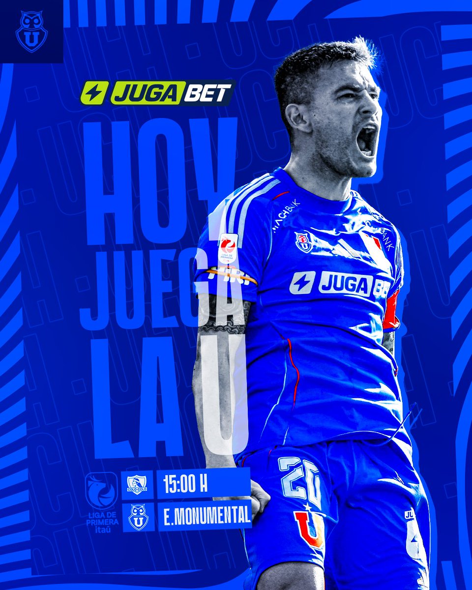 Universidad de Chile (@udechile) on Twitter photo HOY ES UN DÍA ESPECIAL 🎵🔵🔴
🏆 #LigadePrimeraItaú | Fecha 22
🆚 Colo-Colo
🕓 15:00 horas
🏟️ Monumental
📺 TNT Sports
Presentado por <a href="/jugabet_cl/">JugaBet Chile</a> ⚡️
#VamosLaU 🤘🏼 HOY ES UN DÍA ESPECIAL 🎵🔵🔴
🏆 #LigadePrimeraItaú | Fecha 22
🆚 Colo-Colo
🕓 15:00 horas
🏟️ Monumental
📺 TNT Sports
Presentado por <a href="/jugabet_cl/">JugaBet Chile</a> ⚡️
#VamosLaU 🤘🏼