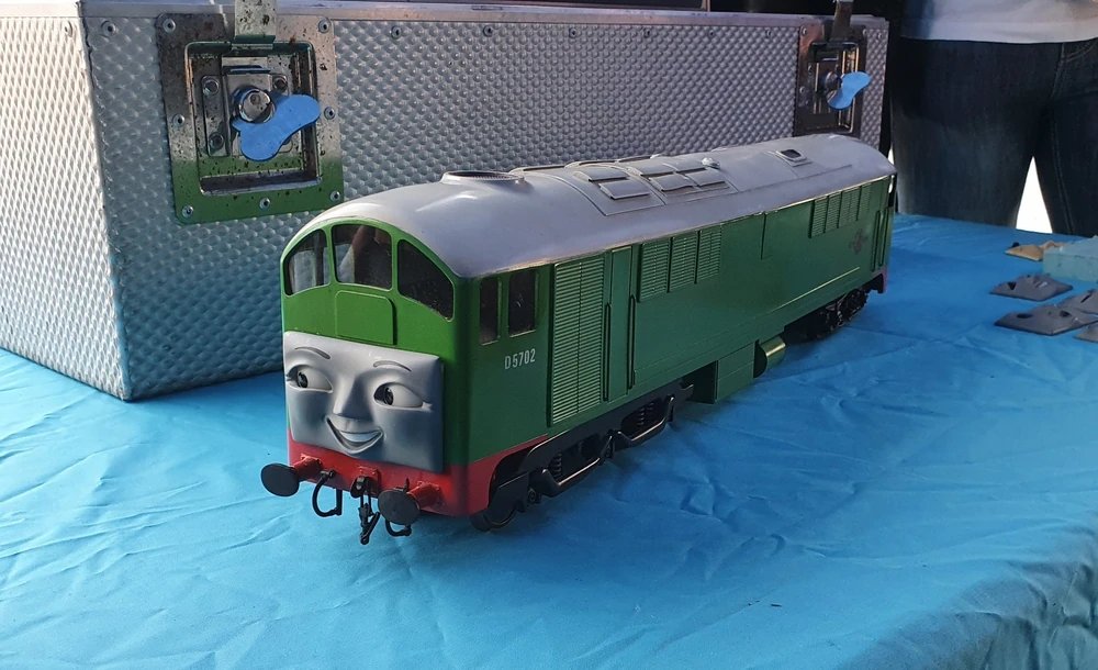 "BoCo's Worsening Scoliosis"  

Written by Sharon Miller. 
Produced by Simon Spencer.
Directed by Stephen Asquith. 
Based on the Railway Series by the Reverend W. Awdry.

Followed up by "BoCo's Chicorpatic Care". (Sabotaged by Bill &amp; Ben.)

Seriously, though, poor BoCo's model.