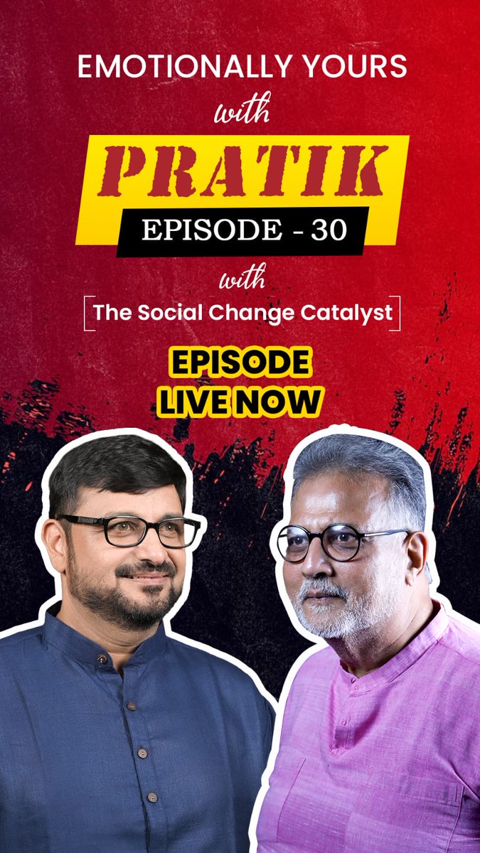 Join Mr. Tushar Gandhi on Emotionally Yours With Pratik as he reflects on his journey of carrying forward the legacy of Mahatma Gandhi, his thoughts on peace and non-violence in today’s world, and the values that continue to shape his life.

With honest reflections, timeless