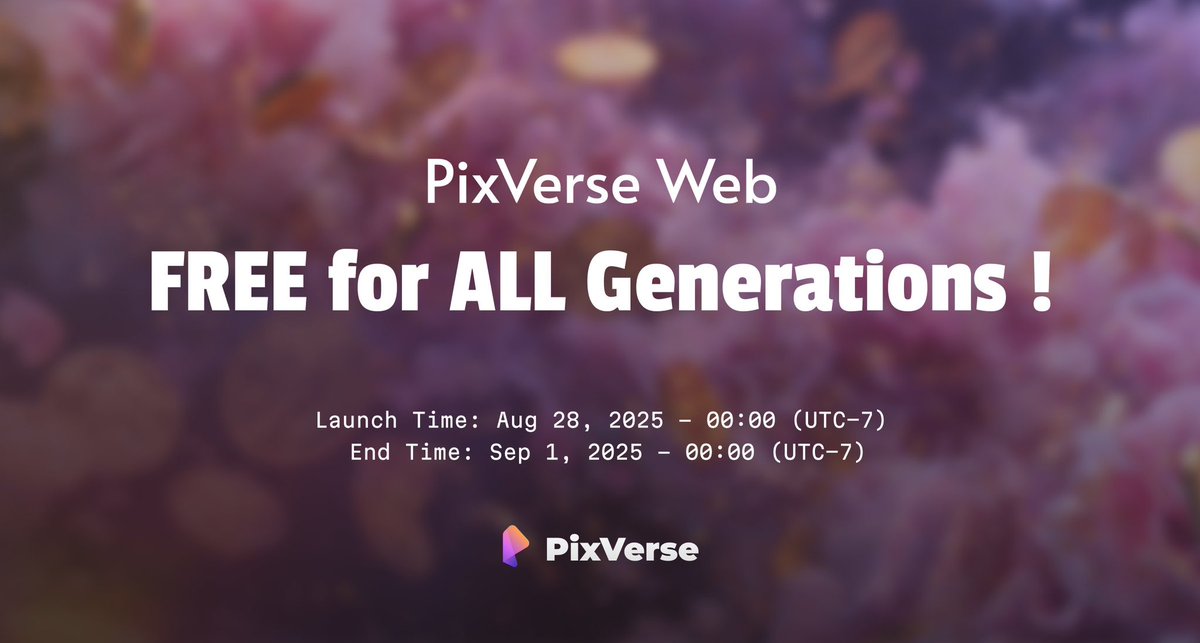 marryevan999's tweet image. FREE for ALL generations on pixverse.ai !
No cap, no costs — just pure PixVerseV5 Model for everyone.

⏰ 96 hours left. Start creating FREE now.

Retweet to get full guide of PixVerseV5 —&amp;gt;
#pixverseV5 #pixverse #pixverseai #aivideo #pixverseAPI #AI