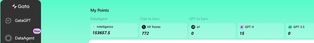 My points accumulated so far in running DVA and chatting with GataGPT <a href="/Gata_xyz/">Gata</a> . NO referral. Hoping for decent reward to pay my electricity bill. Please engage, im top 947 in starboard😅 Need to step up .☝️ <a href="/Gata_xyz/">Gata</a> #Gata #GataGPT