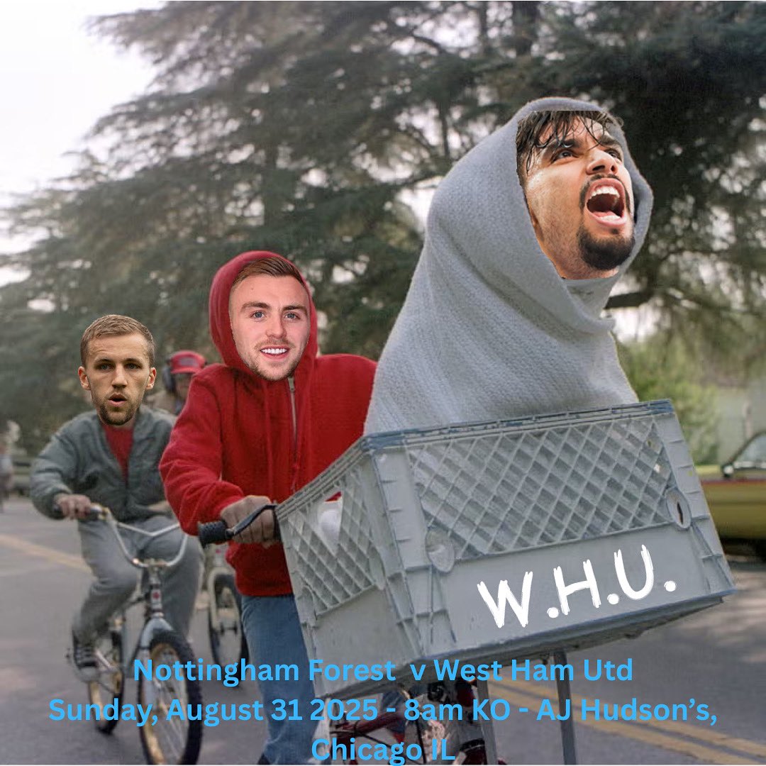 Join us tomorrow for the 8am KO at <a href="/AJHudsons/">AJ Hudson's</a> as West Ham take on Nottingham Forest. 

#WHUFC #COYI #OLAS #WHU #WestHam #NFOWHU #Chicago #chicagohammers <a href="/WestHam_US/">West Ham United US</a> <a href="/WestHam/">West Ham United</a>