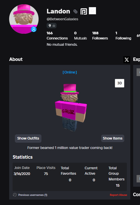 CatchNReport's tweet photo. @LandonRous5129 Bro flexing “former beamed 1 million value trader” like he’s the Wolf of Robloxia—nah, you’re the Hamster of Please Donate. Out here built like a hot pink lunchbox with 75 place visits in 5 years. You beamed items, not respect 💀#roblox https://t.co/cWT35cSUAI