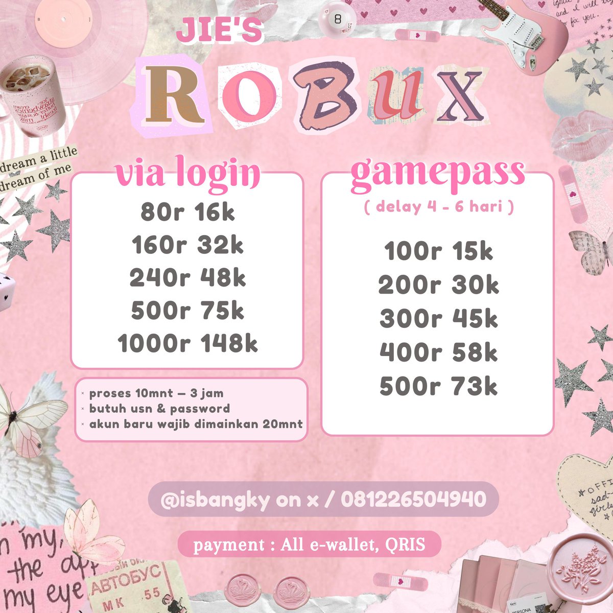 haloo aku udah open top up robux roblox via login &amp; gamepass yaa! 🍰🍡 #zonauang
