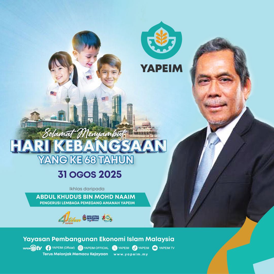 SELAMAT MENYAMBUT HARI KEBANGSAAN 2025

Semoga kita sentiasa bersatu hati dalam menjaga keharmonian negara dan menghargai nikmat kemerdekaan yang dikecapi sehingga ke hari ini.

“Malaysia MADANI: Rakyat Disantuni”

Ikhlas daripada:
Abdul Khudus bin Mohd Naaim
Pengerusi Lembaga