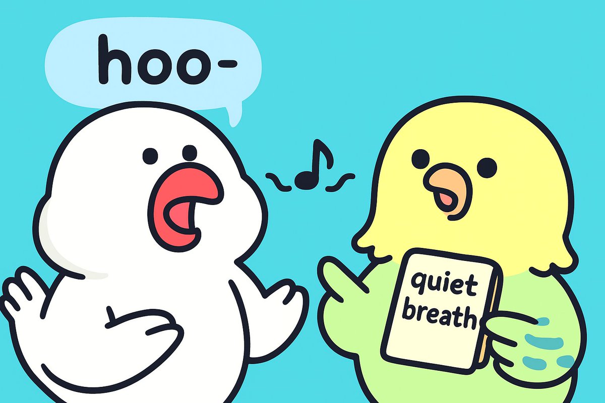 裏声が弱いときは“hoo”で優しく。 
👉 息を静かに流して「hoo-hoo-hoo」 息を支えると芯のある裏声に！ 
#裏声練習 #ボイトレ