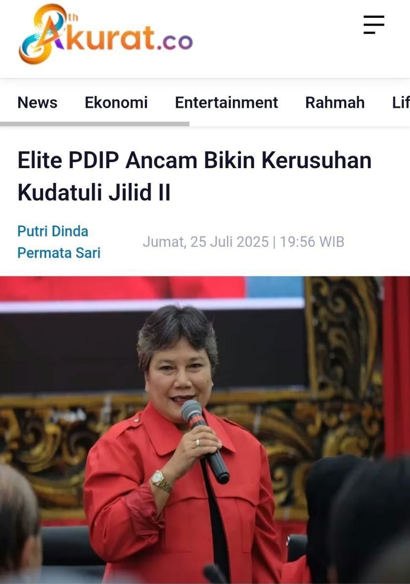 Pernyataan <a href="/deddysitorus/">deddy yevri sitorus</a> itu sama menghina rakyatnya dgn Sahroni. Herannya knp yg dijarah rumah Sahroni, Eko Patrio, Uya Kuya, dll tp yg tetap aman sejahtera cuma dia? Salahkah publik yg berspekulasi siapa dalang demo berdarah ini? Terlebih sdh ada ancaman kerusuhan dr partainya