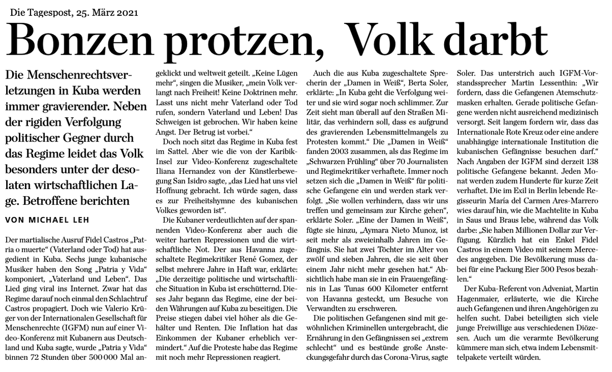 <a href="/Passwortvergess/">M🅰️🅰️zilla</a> Siehe dazu als Beispiel auch diesen Beitrag von mir "Bonzen protzen, das Volk darbt" über Kuba aus 2021. Die deutsche Partei "Die Linke" unterstützt dabei aktiv das kommunistische Regime in Kuba: