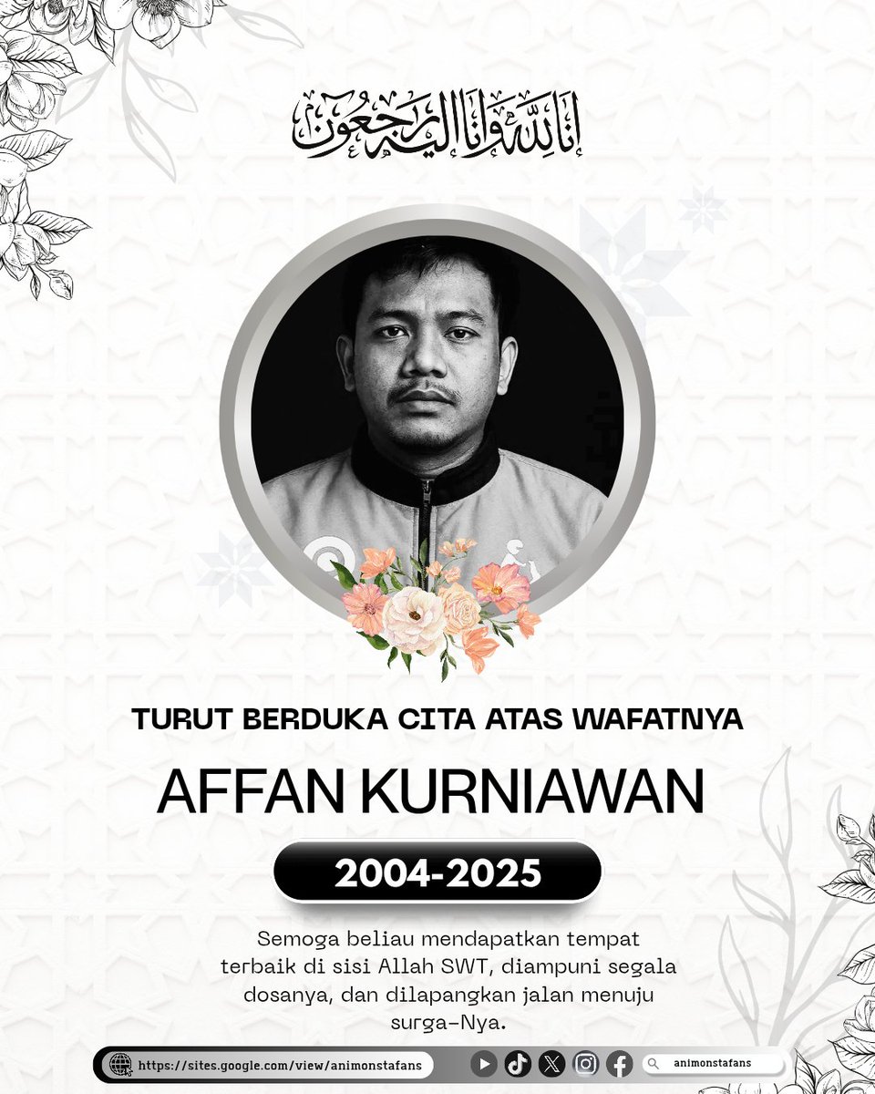 Rest in peace, Affan Kurniawan. Perjalananmu di dunia telah usai, semoga kedamaian abadi menyertaimu di sisi Allah.