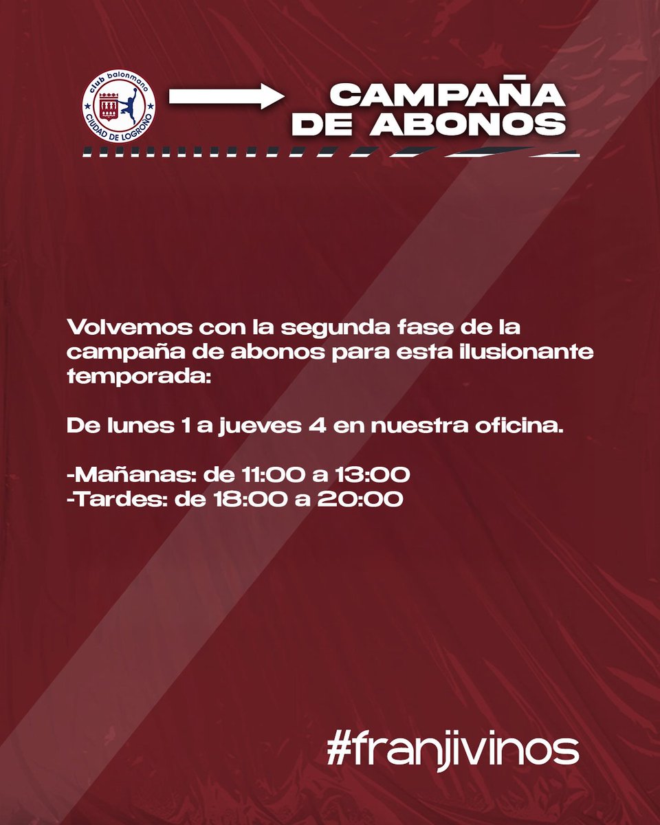 ☕️ ¡Buenos días, franjivinos!

Mañana volvemos con nuestra campaña de abonos. ¡Te necesitamos en las gradas!

#Aganar🔥