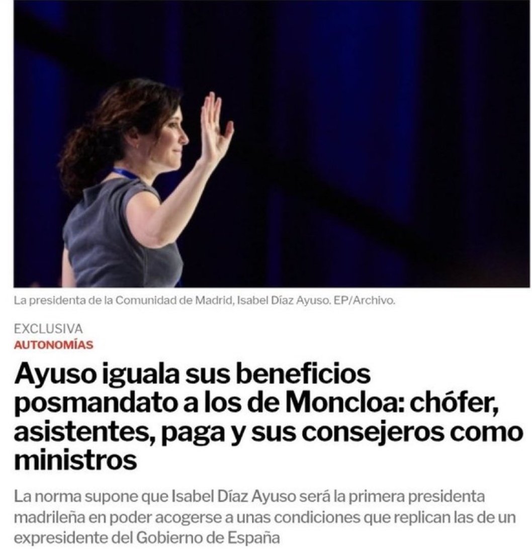 Esto no se debería permitir a ningún político, a ninguno da igual la ideología.  Acabas tu mandato y si no encuentras trabajo te vas al SEPE y cobras lo que te corresponda.  ¿Que es eso de pagarte después del cargo y mantenerte un chófer y escolta? Y digo a ninguno .