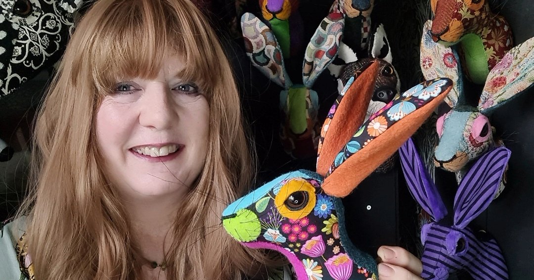 Jaynetunners's tweet photo. Heart Gallery asked me to create something for their new exhibition  'Enchanted Tales'. 
I created a lifesize kelpie &amp; a giant jackalope head.
 It opens today &amp; runs until November 2nd
#enchantedtales #heartgallery #hebdenbridge #craftedcreatures #mythicalkelpie #jackalope https://t.co/8Kj7LIa7yJ
