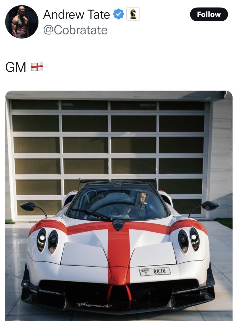 Nothing screams ‘patriot’ quite like an alleged sex trafficker and rapist from Luton who affects an American accent and paints the St George’s cross on his Italian super car that was originally designed by an Argentinian