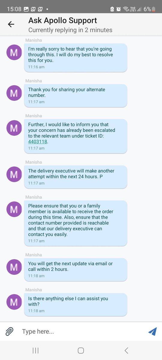 ankigupt's tweet photo. @Apollo24x7 A reattempt at delivery was promised at 11.17 am but cancelled in the afternoon. @DrPrathapCReddy https://t.co/hwnxNuiMAX